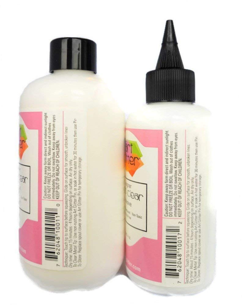 Art Glitter Designer Dries Clear Adhesive 8 oz Refill & 4 oz with Applicator Tip, Multicolor - Image 2